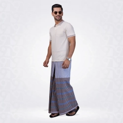 Beace And Brown Blues Grey Matching Lungi with T-Shirt Combo